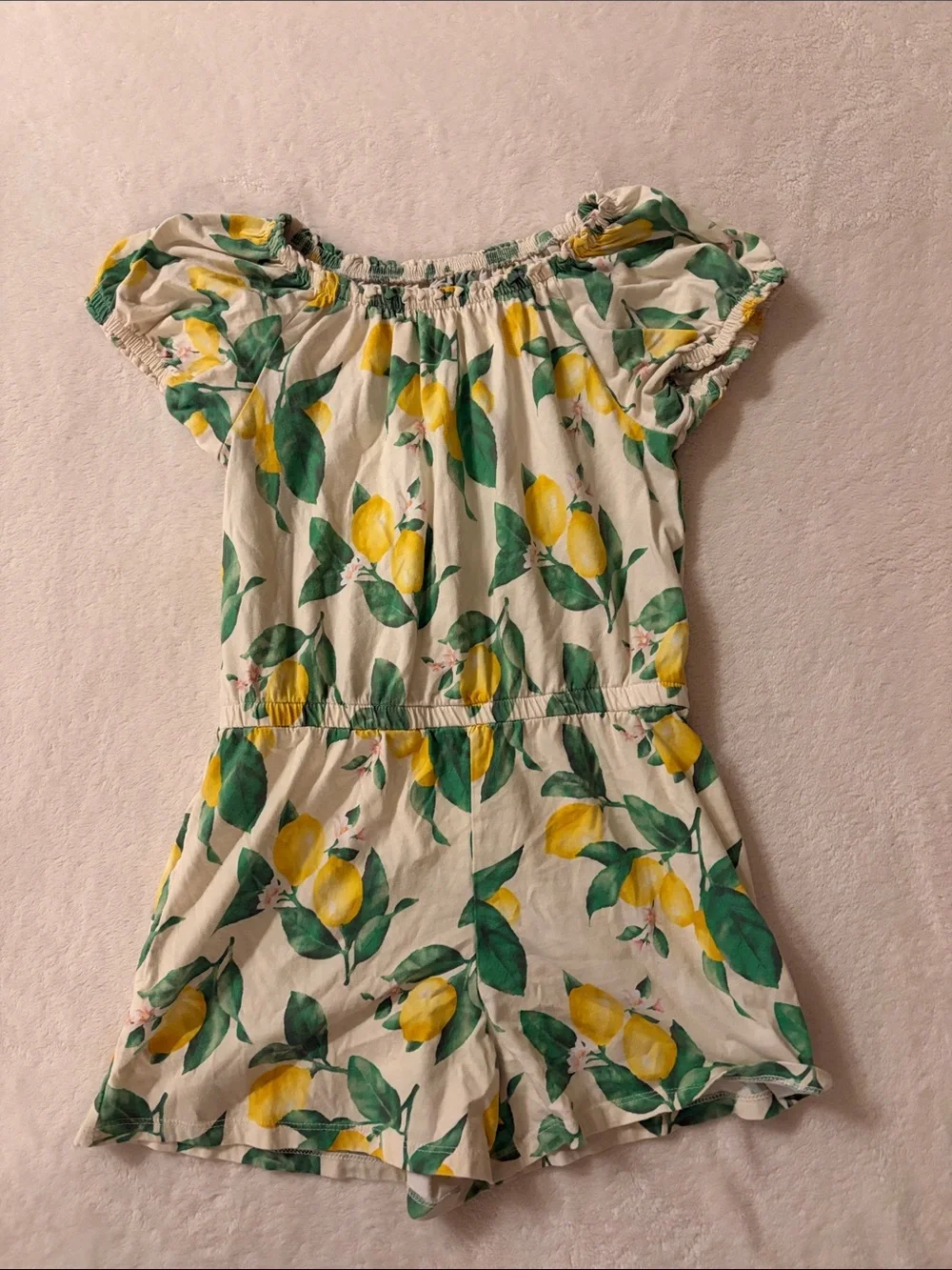 Old Navy Kids Cream Lemon-Print Short Romper